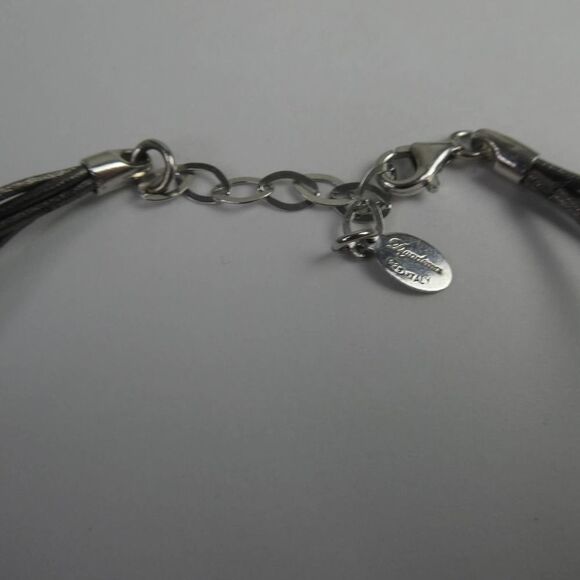 Large Brutalist Abstract Black Silver Tone Pendant on Sterling Dyadema Necklace - Picture 7 of 13